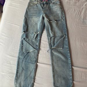 New light blue straight leg jeans